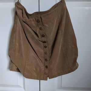 Brown Button-Front Skirt